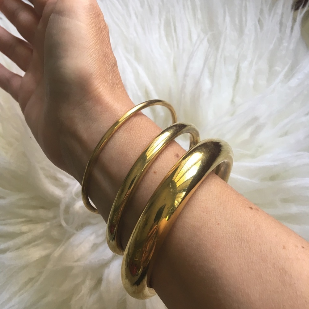 Gold Brass Bangles, Set of 3 sizes in Gold Finish